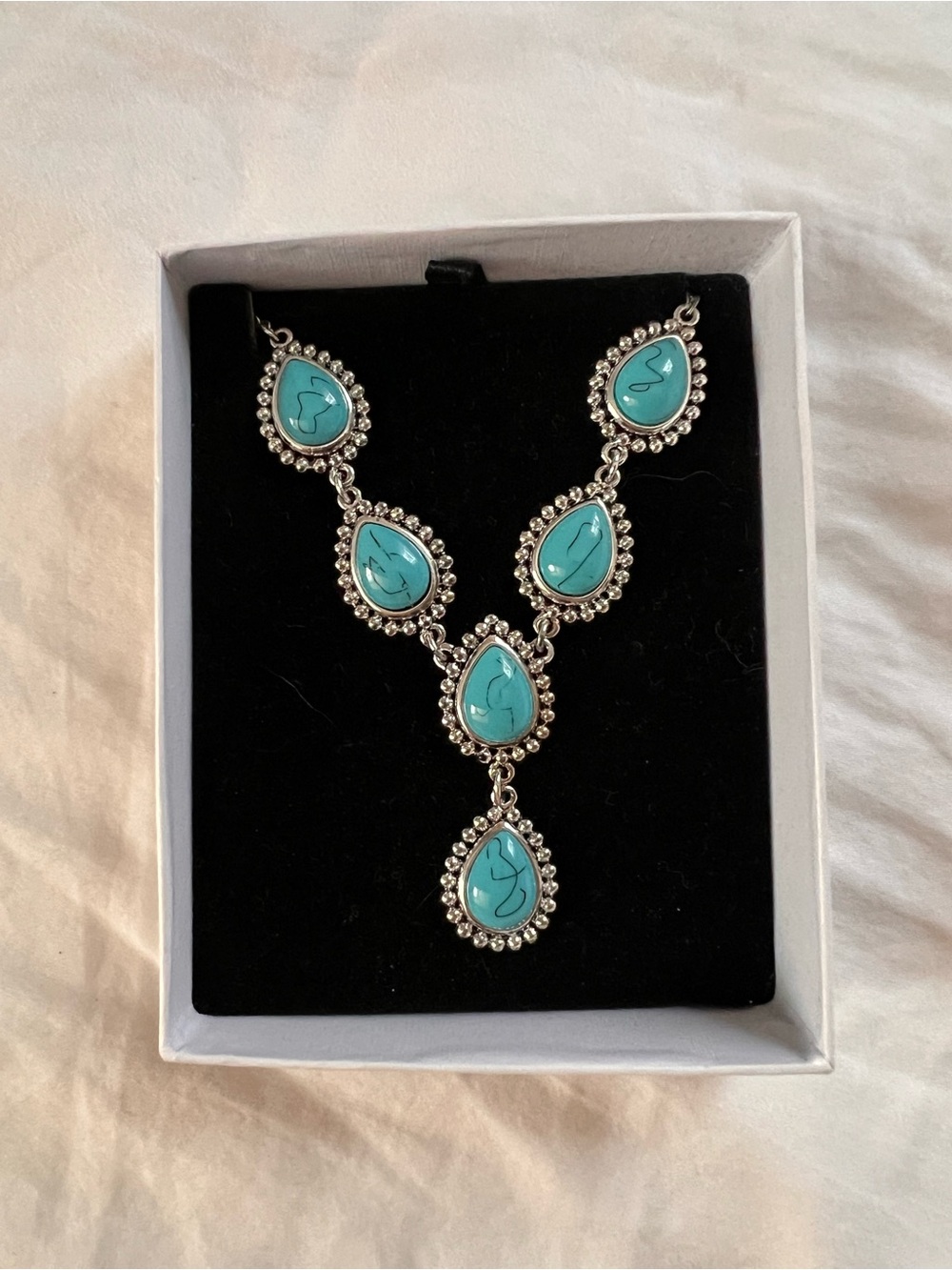 Turquoise Teardrop Statement Necklace - Women Jewelry